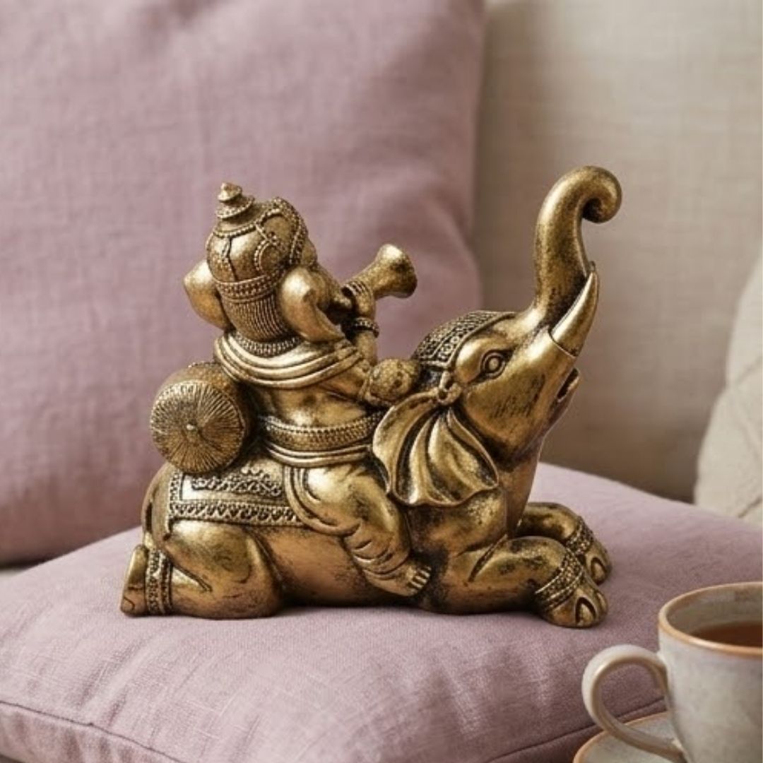 Ganesha Playing Trumpet Figurine – Symbol of Vibrancy, Success, and Energy – Perfect for Home Decor
