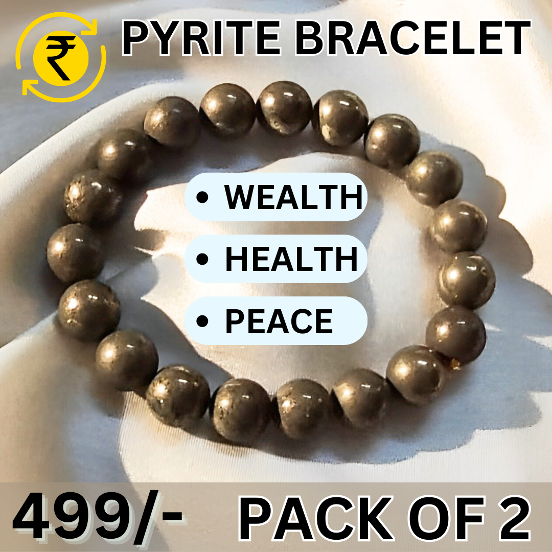 Certified Pyrite Bracelets(Pack of 2) Reiki Healing Crystal Stone 6 Mm –  Surat Crystals