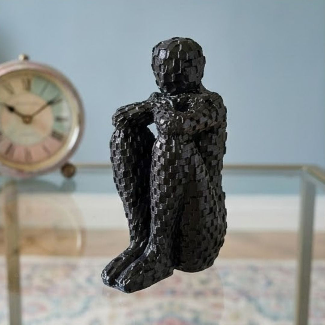 Abstract Pixel Thinker Man Figurine – Symbol of Creativity, Depth, and Innovation – Perfect for Modern Decor