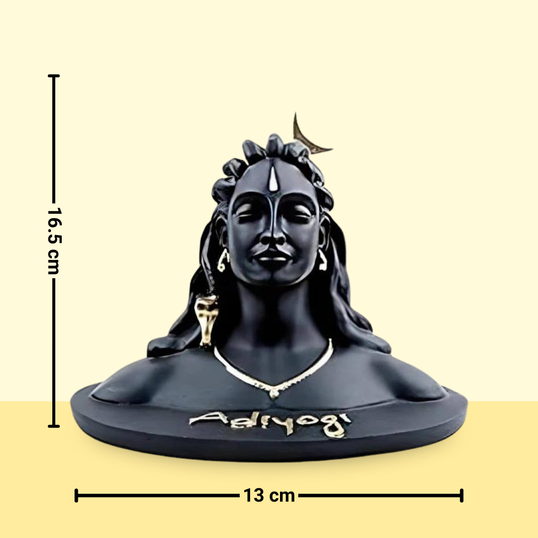 Matte Black Adiyogi Shiva Idol for Home Decor, Gift, Puja, and Car Dashboard Statue | Resin Statue, Made in India (Pack of 2)