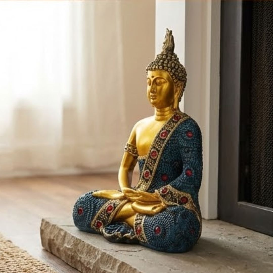 Golden Meditating Buddha Figurine – Symbol of Grace, Energy, and Balance – Perfect for Home Decor