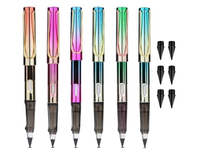Infinity 1PCS Eternal Pencils, Inkless Everlasting Pencil Inf MBi 1nity Pencils with Eraser Reusable Infinite Pencil Tips for Kids Writing Drawing Sketching (Colorful)