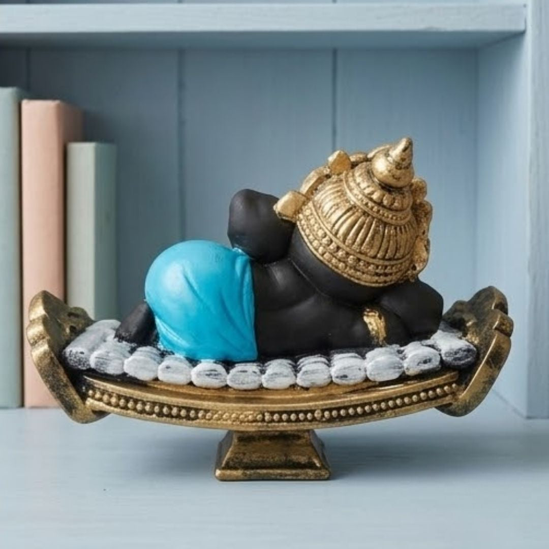 Reclining Baby Ganesha Figurine – Symbol of Peace, Charm, and Blessings – Perfect for Home Decor