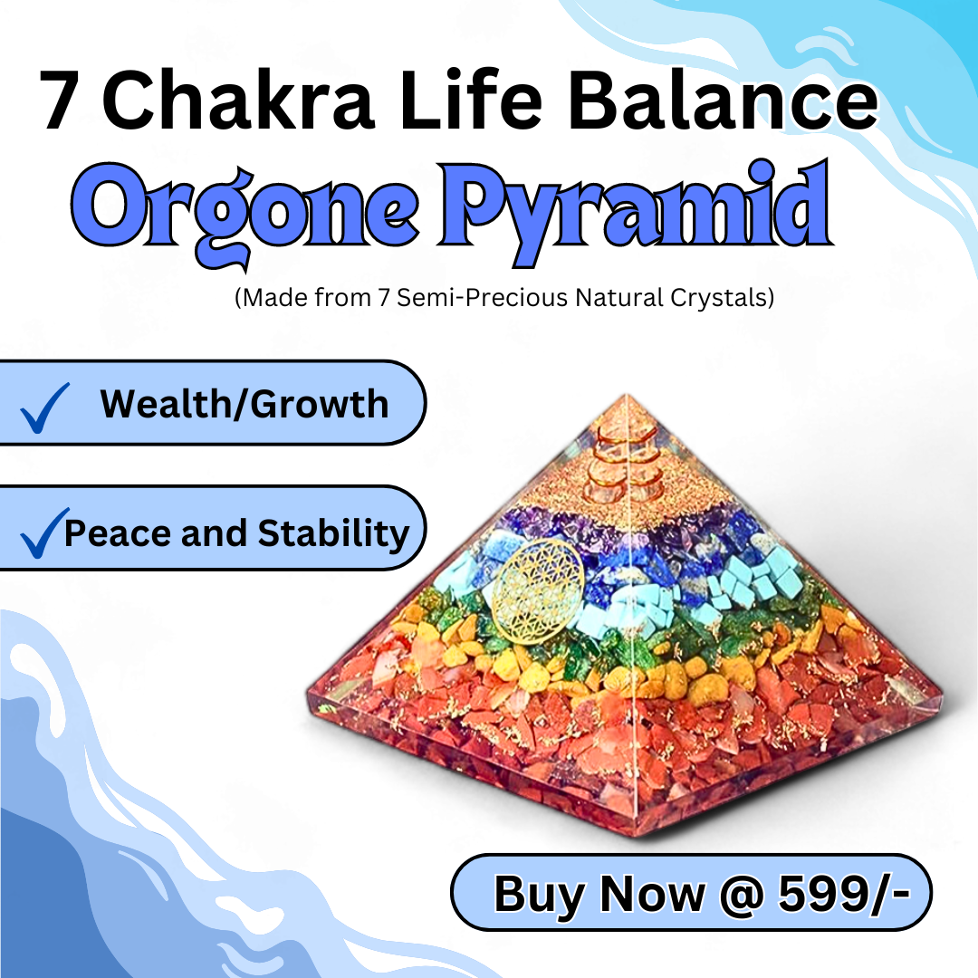 Seven Chakra Orgone Pyramid 3 inches in Transparent High Quality Resin - 7 Chakra - For Wealth/Growth/ Life Stability and Peace