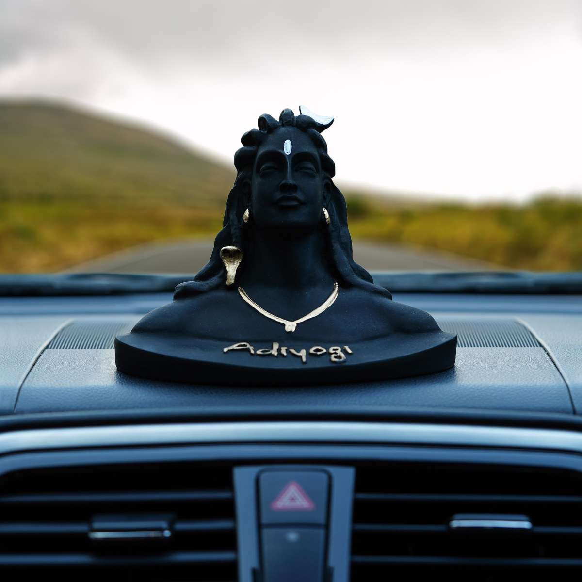 Matte Black Adiyogi Shiva Idol for Home Decor, Gift, Puja, and Car Dashboard Statue | Resin Statue, Made in India (Pack of 2)