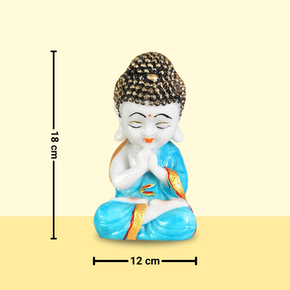 Blue Unique Meditating sitting Buddha statue showpiece idol home decor items for living room and gifts - Blue