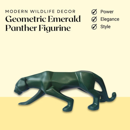 Geometric Emerald Panther Figurine – Symbol of Power, Elegance, and Style – Perfect for Modern Decor