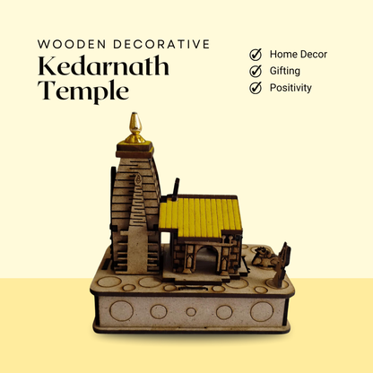 Handcrafted Wooden Kedarnath Temple Showpiece | Spiritual Decor and Thoughtful Gift