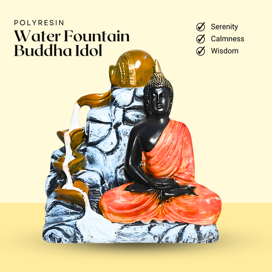 Meditating Buddha Statue with Waterfall for Home Decor and Meditation Spaces | Peaceful Buddha Showpiece