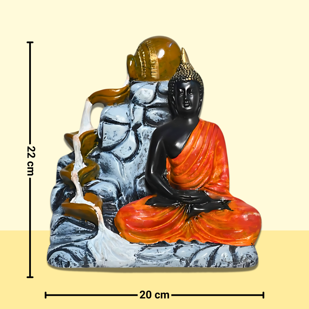 Meditating Buddha Statue with Waterfall for Home Decor and Meditation Spaces | Peaceful Buddha Showpiece