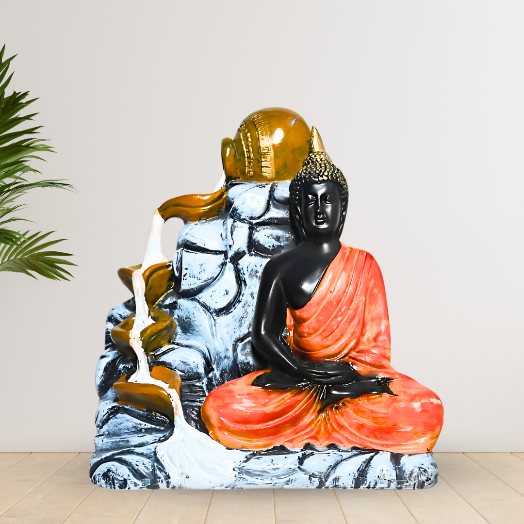 Meditating Buddha Statue with Waterfall for Home Decor and Meditation Spaces | Peaceful Buddha Showpiece