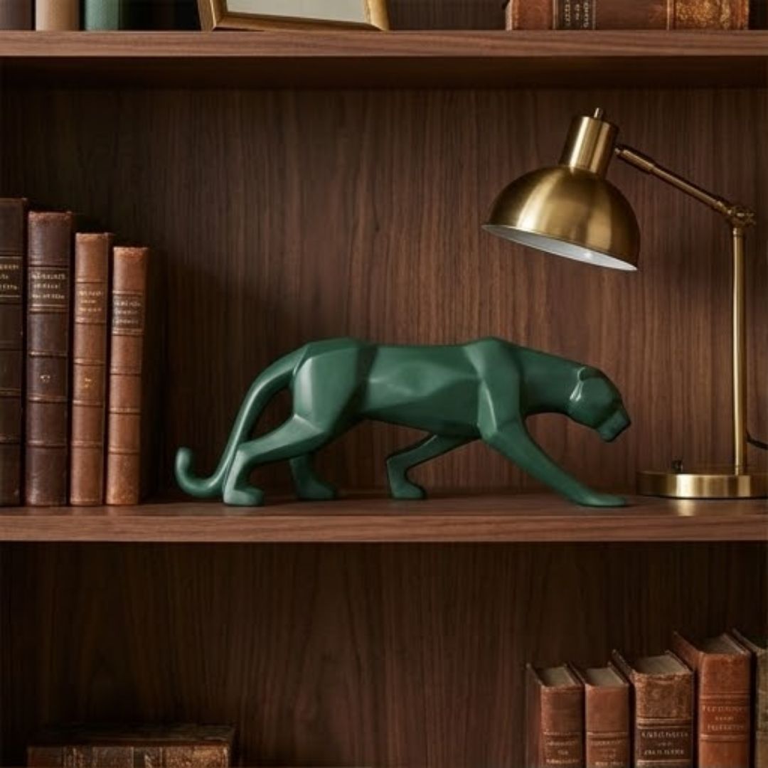 Geometric Emerald Panther Figurine – Symbol of Power, Elegance, and Style – Perfect for Modern Decor