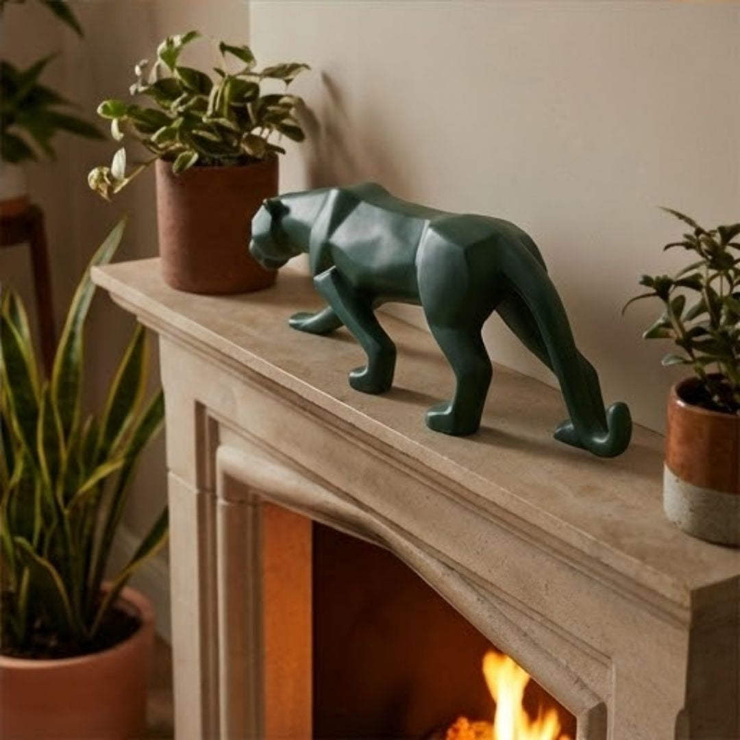 Geometric Emerald Panther Figurine – Symbol of Power, Elegance, and Style – Perfect for Modern Decor