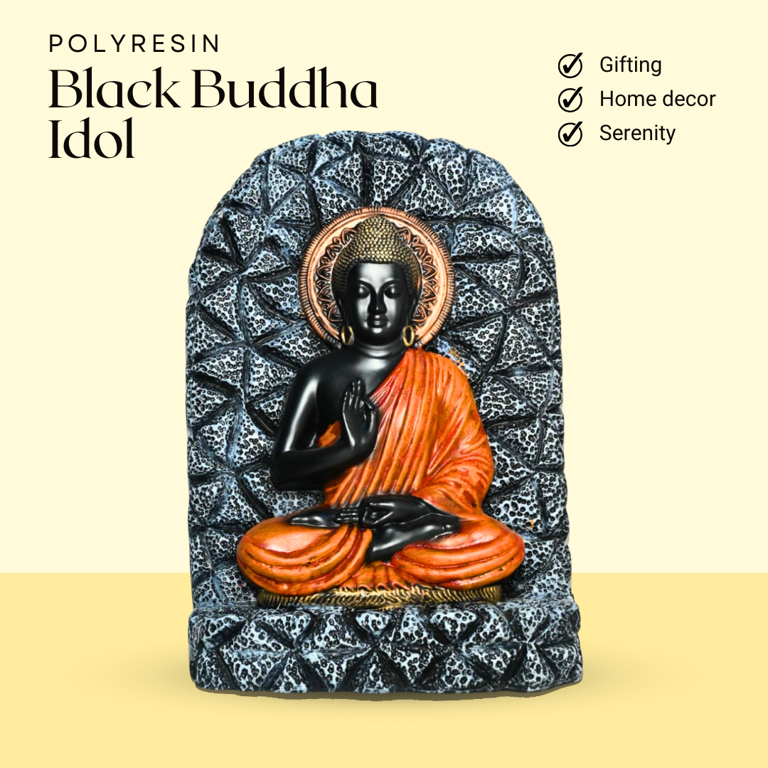 Black Buddha Wall Art with Halo – Spiritual Home Decor for Meditation Spaces