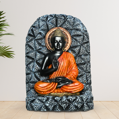 Black Buddha Wall Art with Halo – Spiritual Home Decor for Meditation Spaces