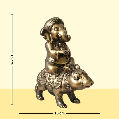 Ganesha Riding Mushak Figurine – Symbol of Guidance, Humility, and Victory – Perfect for Home Decor