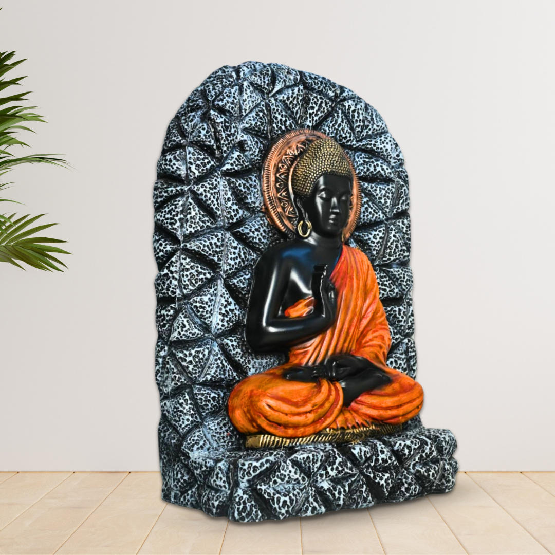 Black Buddha Wall Art with Halo – Spiritual Home Decor for Meditation Spaces