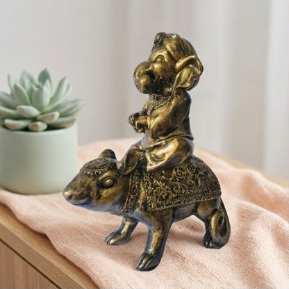 Ganesha Riding Mushak Figurine – Symbol of Guidance, Humility, and Victory – Perfect for Home Decor
