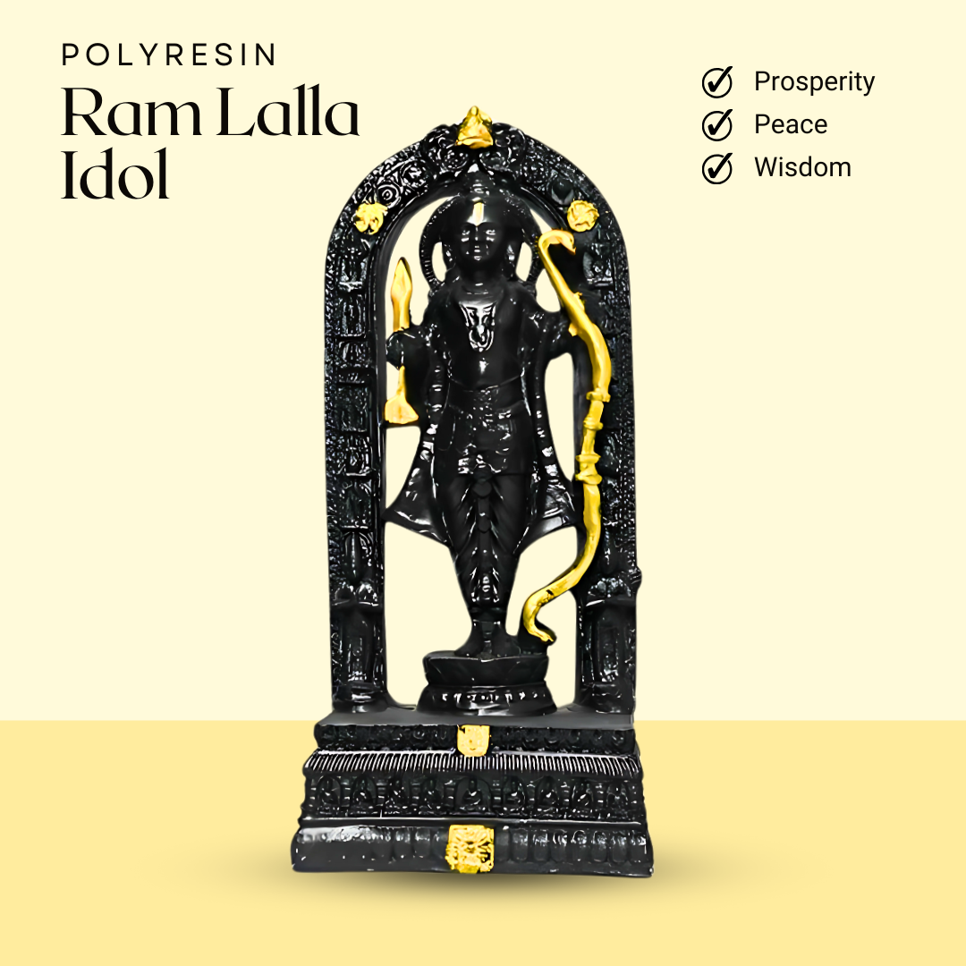 9-Inch Ram Lalla Idol for Home Decor and Worship | Polyresin Statue with Fine Detailing, Perfect for Gifts