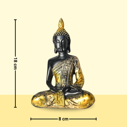 Unique Meditating Sitting Buddha Statue - Elegant Black Showpiece Idol for Home Decor and Gifts - 8 Inches