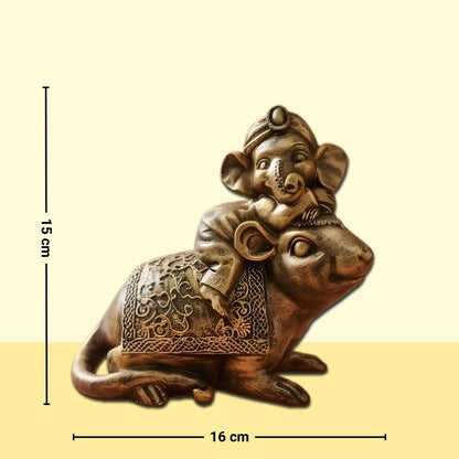 Baby Ganesha on Mouse Figurine – Symbol of Protection, Happiness, and Unity – Perfect for Home Decor