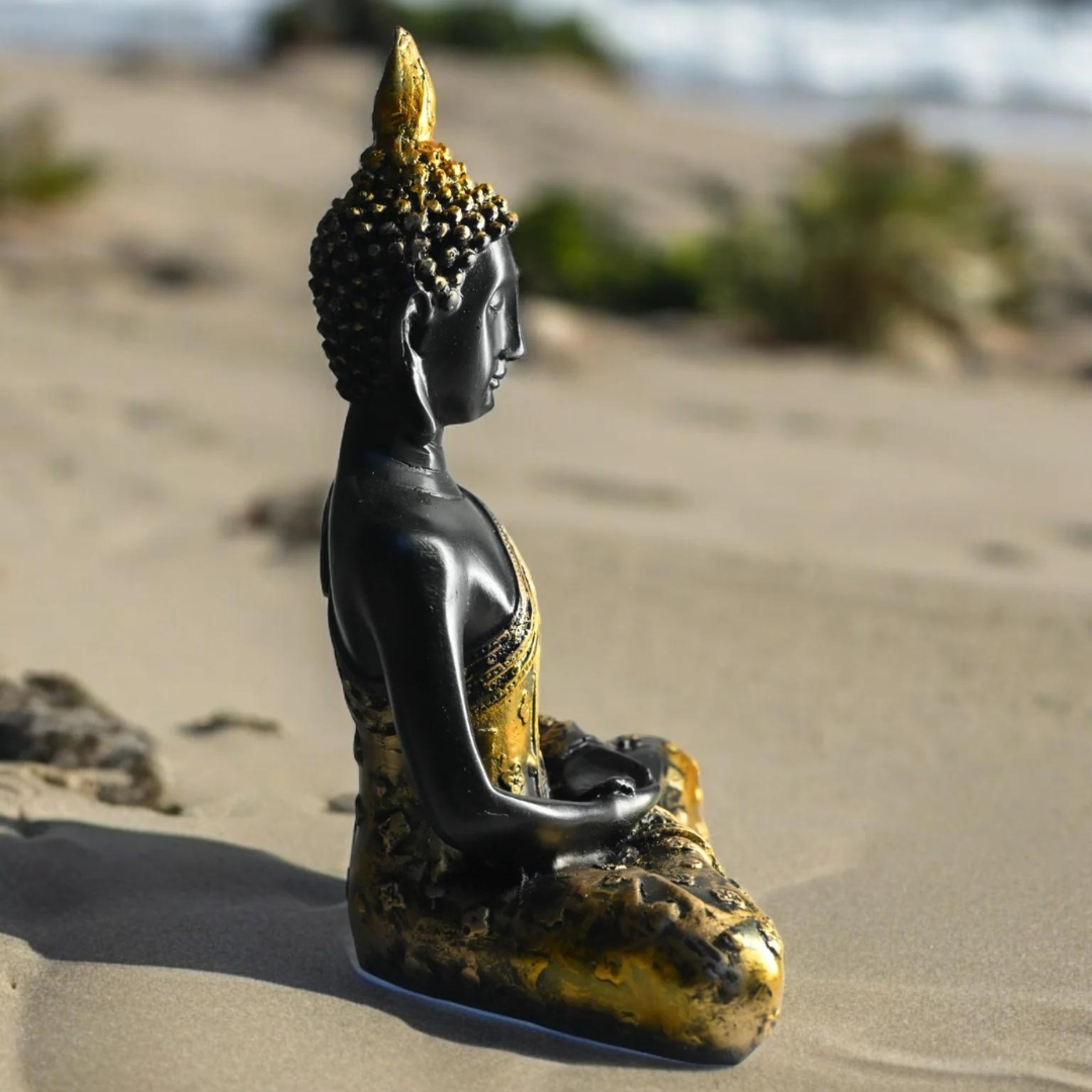 Unique Meditating Sitting Buddha Statue - Elegant Black Showpiece Idol for Home Decor and Gifts - 8 Inches