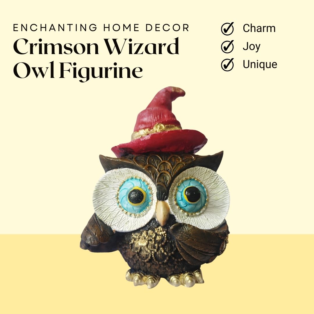 Crimson Wizard Owl Figurine – Symbol of Charm, Joy, and Unique Style – Perfect for Home Decor