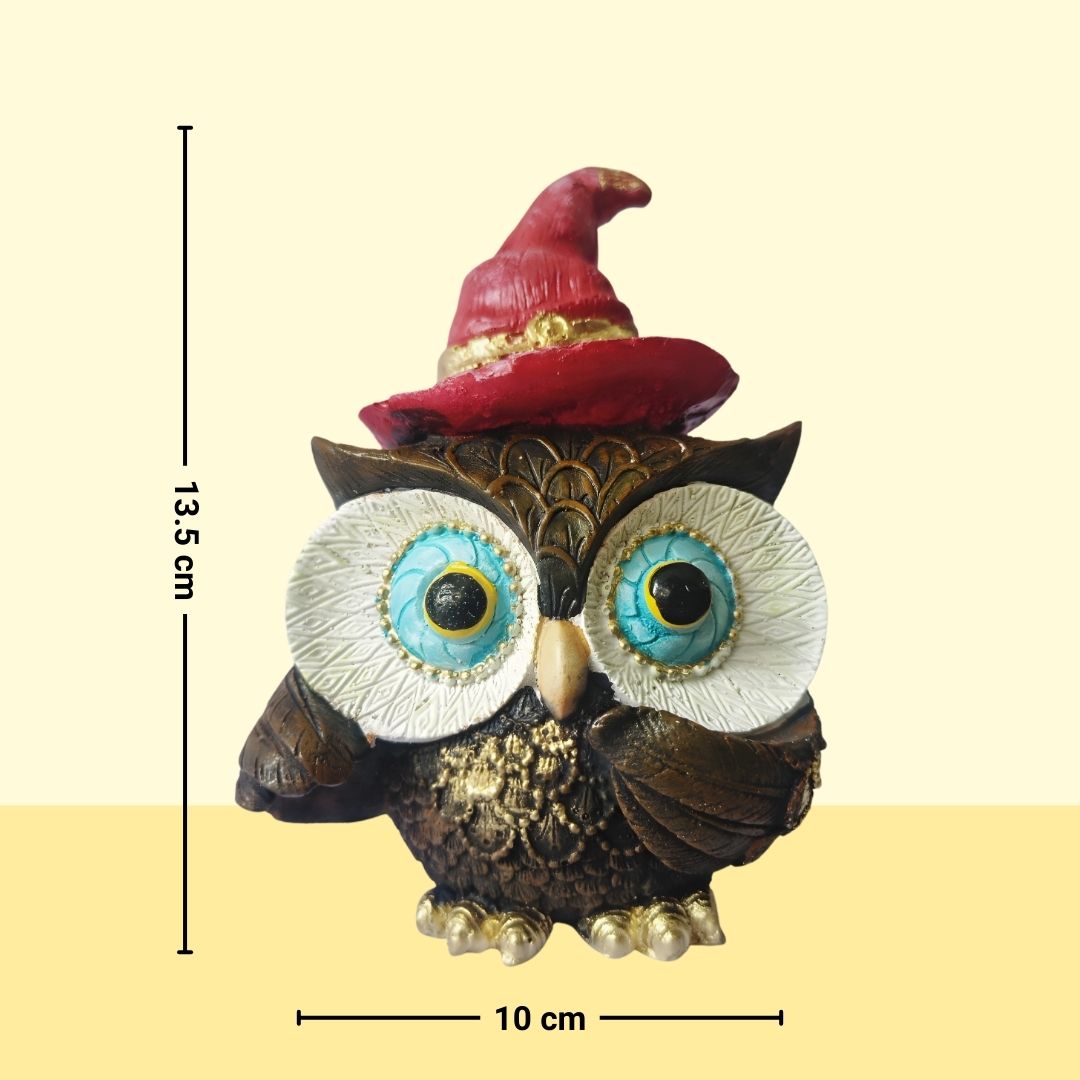 Crimson Wizard Owl Figurine – Symbol of Charm, Joy, and Unique Style – Perfect for Home Decor