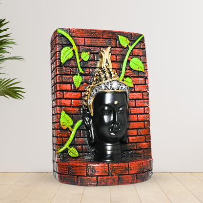 Elegant Black Buddha Wall Art Decor Featuring Vines on Rustic Brick Background for Serenity and Peaceful Home Ambiance