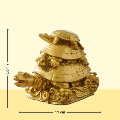 Triple Tier Tortoise Figurine – Symbol of Stability, Growth, and Luck – Perfect for Home & Office