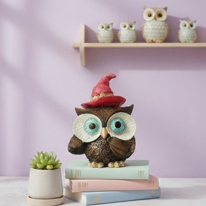 Crimson Wizard Owl Figurine – Symbol of Charm, Joy, and Unique Style – Perfect for Home Decor