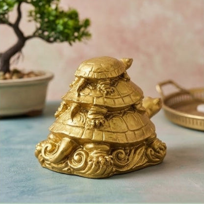 Triple Tier Tortoise Figurine – Symbol of Stability, Growth, and Luck – Perfect for Home & Office