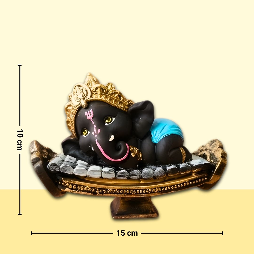 Reclining Baby Ganesha Figurine – Symbol of Peace, Charm, and Blessings – Perfect for Home Decor