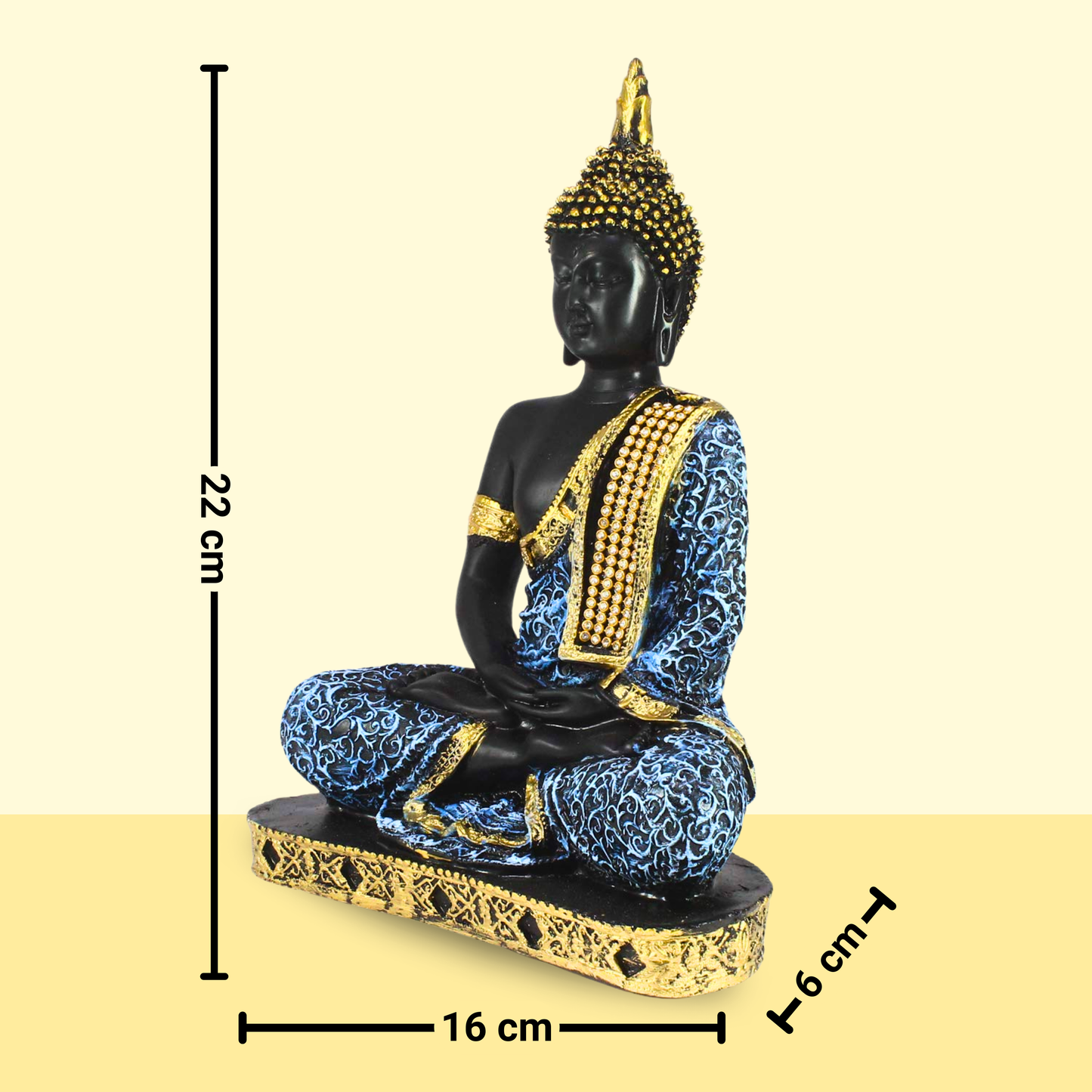 Meditating Buddha Showpiece (22cm x 16 cm x 6 cm) - Polyresin Decorative Statue for Home, Living Room, Bedroom, and Spiritual Spaces-Assorted Color