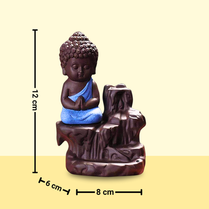 Pack of 2 - Smoke Buddha Fountain Incense Burner | Reverse Flow Design | Home Decor Gift - Resin Material Pack of 1