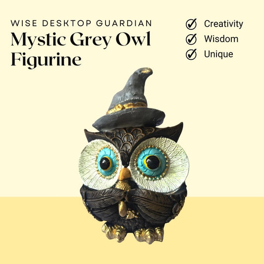Mystic Grey Owl Figurine – Symbol of Creativity, Wisdom, and Unique Style – Perfect for Home Decor