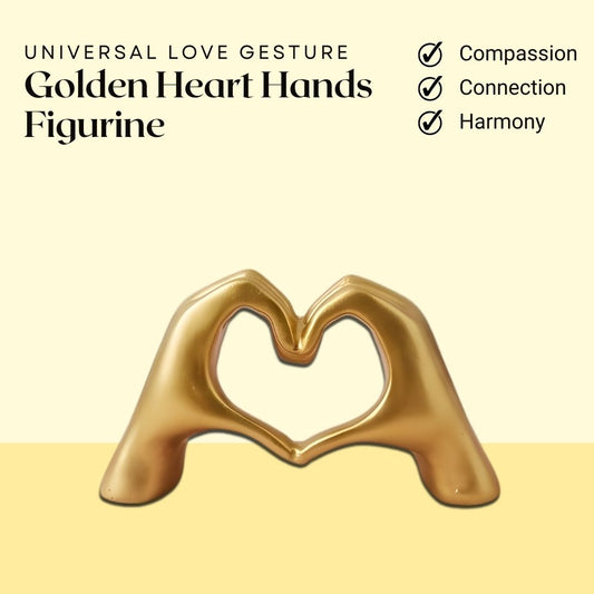 Golden Heart Hands Figurine – Symbol of Compassion, Connection, and Harmony – Perfect for Home Decor