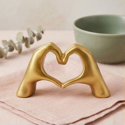 Golden Heart Hands Figurine – Symbol of Compassion, Connection, and Harmony – Perfect for Home Decor