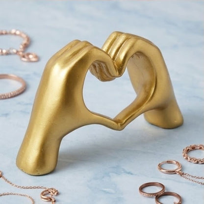 Golden Heart Hands Figurine – Symbol of Compassion, Connection, and Harmony – Perfect for Home Decor