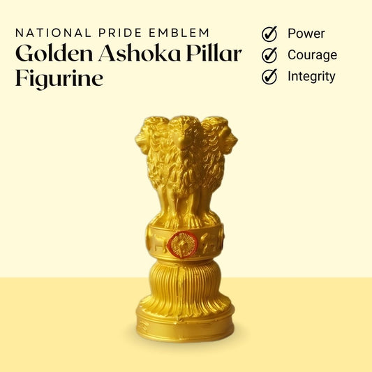 Golden Ashoka Pillar Figurine – Symbol of Power, Courage, and Integrity – Perfect for Home & Office