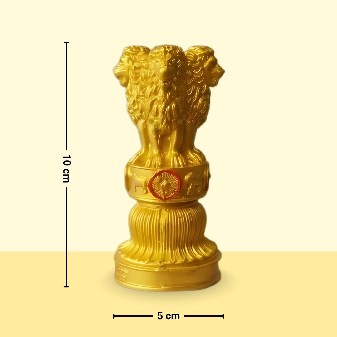 Golden Ashoka Pillar Figurine – Symbol of Power, Courage, and Integrity – Perfect for Home & Office