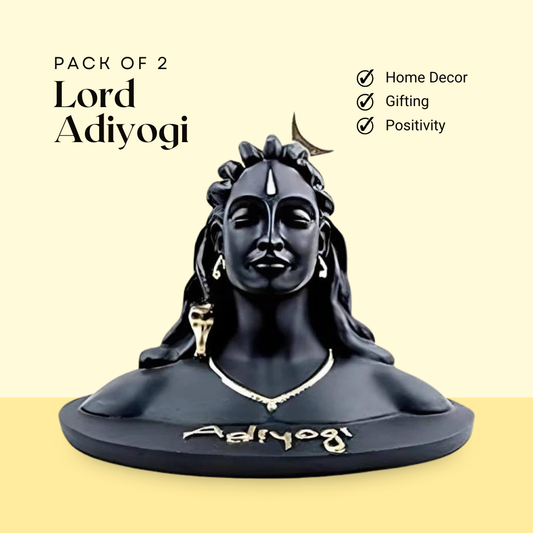 Matte Black Adiyogi Shiva Idol for Home Decor, Gift, Puja, and Car Dashboard Statue | Resin Statue, Made in India (Pack of 2)