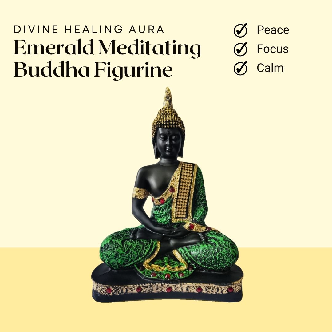 Emerald Meditating Buddha Figurine – Symbol of Peace, Focus, and Calm – Perfect for Home Decor