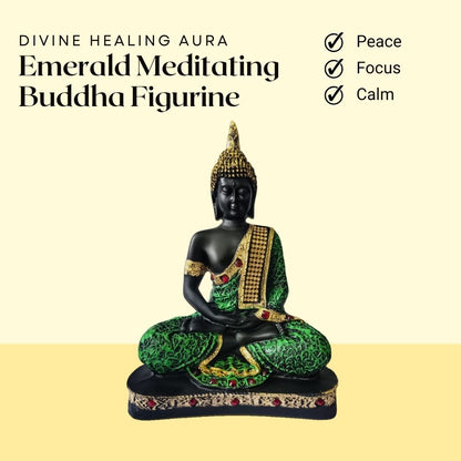Emerald Meditating Buddha Figurine – Symbol of Peace, Focus, and Calm – Perfect for Home Decor