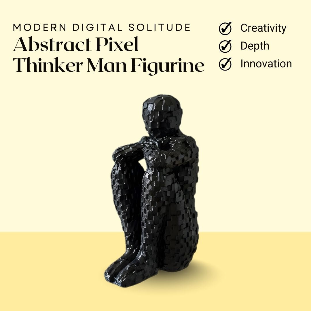 Abstract Pixel Thinker Man Figurine – Symbol of Creativity, Depth, and Innovation – Perfect for Modern Decor