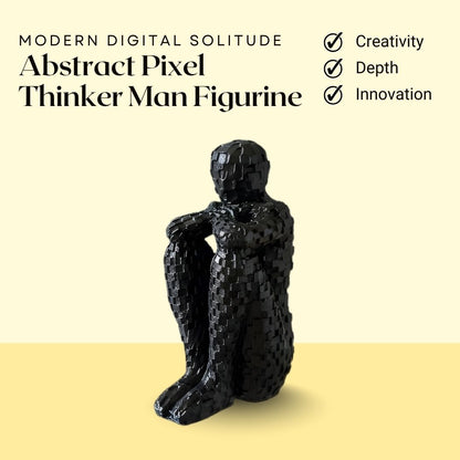 Abstract Pixel Thinker Man Figurine – Symbol of Creativity, Depth, and Innovation – Perfect for Modern Decor