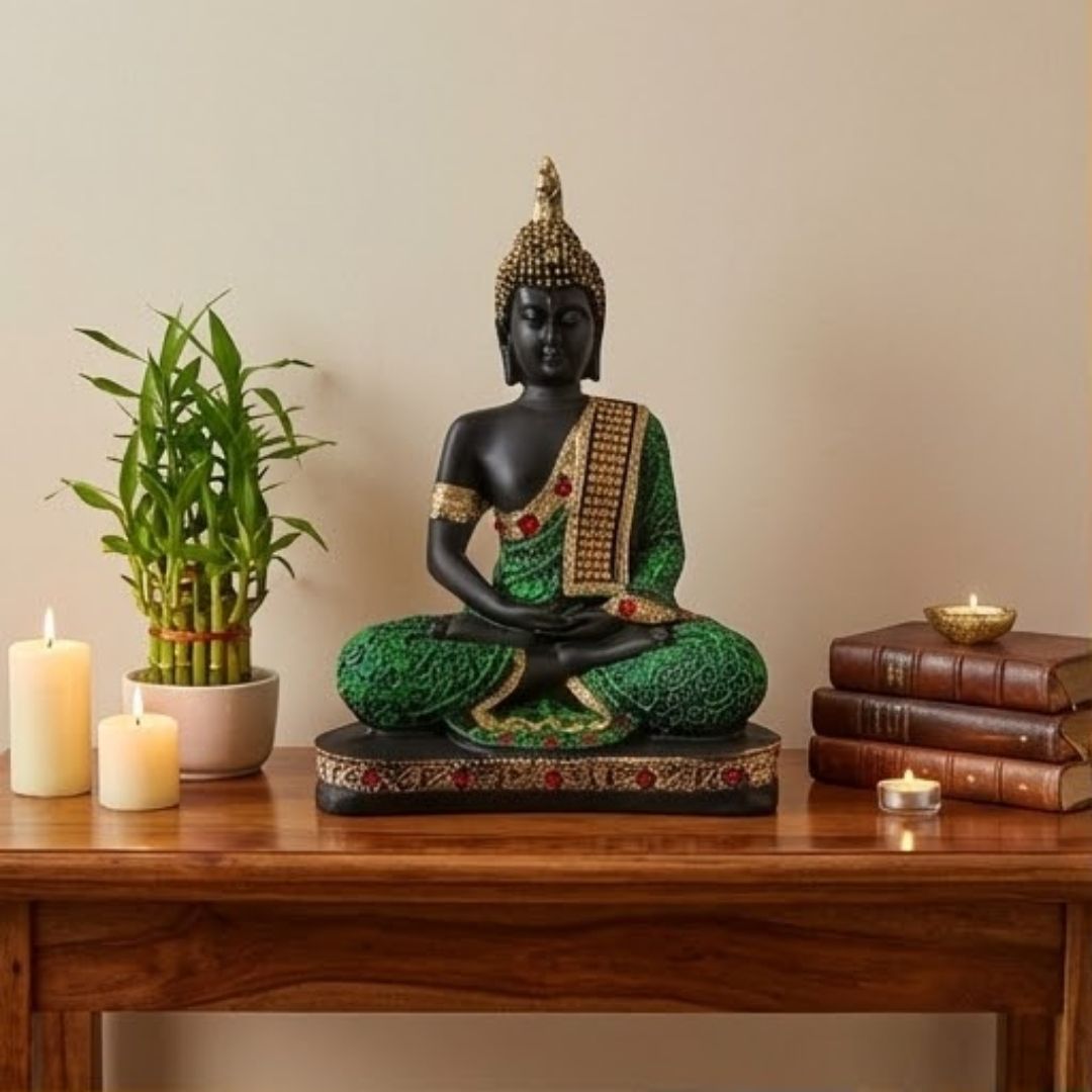 Emerald Meditating Buddha Figurine – Symbol of Peace, Focus, and Calm – Perfect for Home Decor