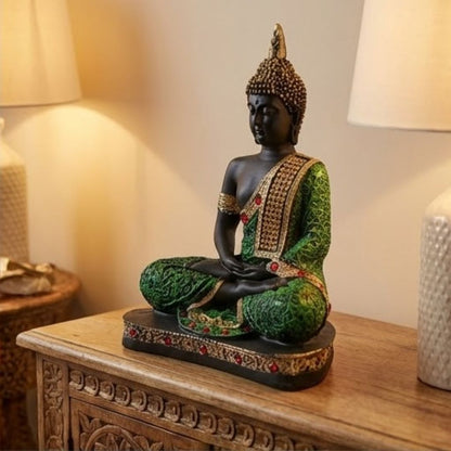 Emerald Meditating Buddha Figurine – Symbol of Peace, Focus, and Calm – Perfect for Home Decor
