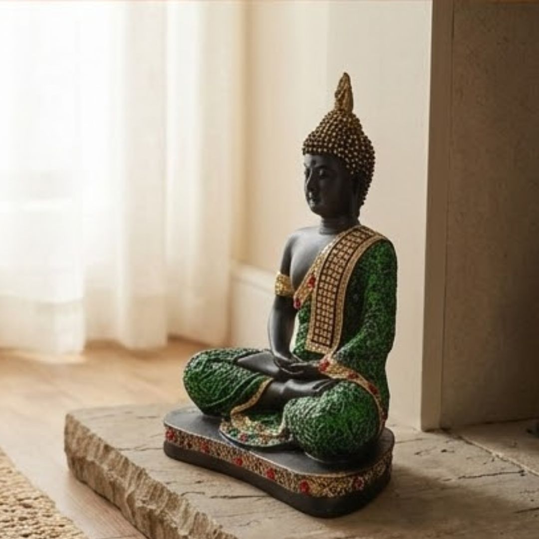 Emerald Meditating Buddha Figurine – Symbol of Peace, Focus, and Calm – Perfect for Home Decor