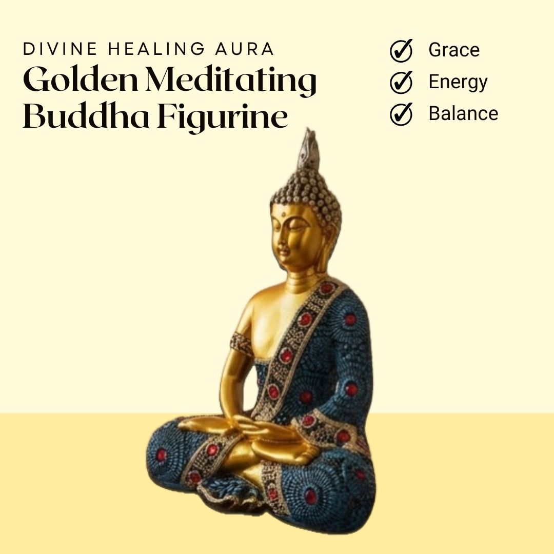 Golden Meditating Buddha Figurine – Symbol of Grace, Energy, and Balance – Perfect for Home Decor